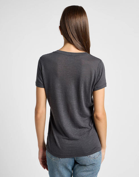 Lee Women's V Neck T-Shirt in Black